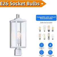 Wisbeam 204 Inches White Outdoor Post Light Large Pole Lantern E26 Base 60W Max Antirust Metal Housing Plus Clear Glass Et