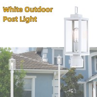 Wisbeam 165In Outdoor Post Light White Lamp Post Light Fixture With E26 Socket Waterproof Antirust Metal Pillar Outdoor Po