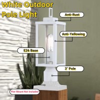 Wisbeam 165In Outdoor Post Light White Lamp Post Light Fixture With E26 Socket Waterproof Antirust Metal Pillar Outdoor Po