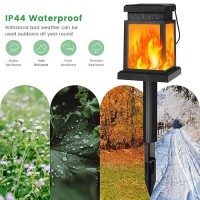 Shumi 2 Pack Hanging Solar Outdoor Lights Solar Flickering Flame Lights Outdoor Waterproof Hanging Solar Lanterns Lights For Ga