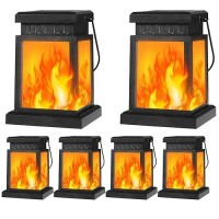 Shumi 2 Pack Hanging Solar Outdoor Lights Solar Flickering Flame Lights Outdoor Waterproof Hanging Solar Lanterns Lights For Ga