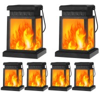 Shumi Hanging Solar Lanterns Outdoor Waterproof 6 Pack Solar Flickering Flame Lights Led Hanging Solar Lights For Outside Gar