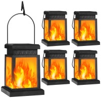 Shumi 4 Pack Hanging Solar Lantern Outdoor Lights Flickering Flame Solar Lanterns Lights Outdoor Waterproof For Garden Patio