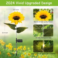 Ahaorigin 4 Pack Solar Garden Lights Sunflower Outdoor Solar Lights For Outside With Lifelike Bigger Sunflower Bright 64 Led