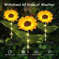 Ahaorigin 4 Pack Solar Garden Lights Sunflower Outdoor Solar Lights For Outside With Lifelike Bigger Sunflower Bright 64 Led