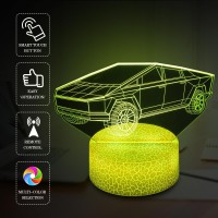 Shwkmoppe Car Night Light Gifts For Kids 3D Cybertruck Lamp Kids Bedside Lamp 16 Color Change Decor Lamp With Remote Smart Tou