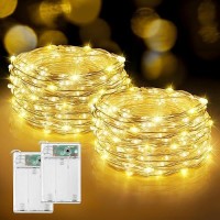 2Pack Fairy Lights Battery Operated 33Ft 200Led Twinkle String Lights 8 Modes Waterproof Led Fairy Lights For Bedroom Wedding