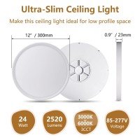 6Pk 12 Inch Led Flush Mount Ceiling Light 24W 2520Lm 3000K4000K6000K Cct Selectable 09Inch Super Slim Led Ceiling Light F