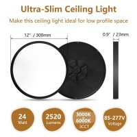 4Pk 12 Inch Led Flush Mount Ceiling Light 24W 2520Lm 3000K4000K6000K Cct Selectable 09Inch Super Slim Led Ceiling Light Lo