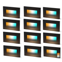 Cloudy Bay 120V Dimmbale 5 Color Led Indoor Outdoor Step Light 2700K3000K3500K4000K5000K 3W 70Lm Stair Light Black 12 Pack