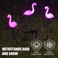 3Pcs Flamingo Solar Lights Outdoor Pink Flamingo Solar Powered Optic Fiber Decorative Lighting Yard Art Garden Decorations House