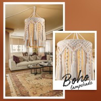 Boho Plug In Pendant Light 15Ft Hanging Lights With Plug In Cord Pendant Lights With Handmade Macrame Lamp Shade Hemp Rope Co