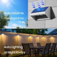 Niorsun Solar Fence Lights 12Pack Solar Deck Lights Warm White Cool White Color Solar Fence Lights Outdoor Waterproof Led Ip65