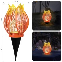 Qzge Solar Garden Lights Waterproof Decorations Crackle Globe Glass Metal Palm Leaf Solar Lights For Outdoor Decor On Garden Pat