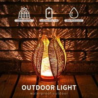 Qzge Solar Garden Lights Waterproof Decorations Crackle Globe Glass Metal Palm Leaf Solar Lights For Outdoor Decor On Garden Pat