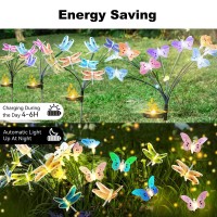 Solar Garden Lights 8 4 Upgrated Glowing Butterfly Solar Lights Outdoor Waterproof Solar Lights For Yard Swaying Light Deco