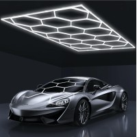 Hyperlite Hexagon Garage Light Upgraded 3 Level Dimmable 552W 60720Lm Super Bright Garage Detailing Lights 15 Grids With Recta