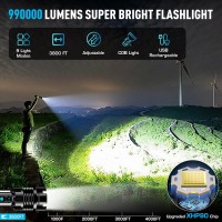 Ankra 2024 Upgrade Flashlights High Lumens Rechargeable With Cob Work Light 990000 Lumens Super Bright Led Flashlight Ipx7 Wat