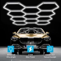 Hyperlite Hexagon Garage Led Light Upgraded 3 Level Dimmable 276W 30360Lm Super Bright Garage Detailing Lights 11 Grids Hexago