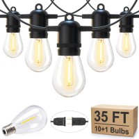 Brightown Outdoor String Lights 35Ft Patio Lights With 101 Shatterproof Edison Bulbs Waterproof Hanging Lights Outside For Bac