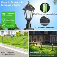 Solar Post Lights Outdoor Solar Lamp Post Light Aluminium Solar Powered Dusk To Dawn Outdoor Post Lights With Pier Mount Base