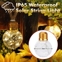 Solar String Lights 2 Pack 20Ft G50 Globe Vintage Rope Hemp Outdoor String Lights With 8 Modes 16 Waterproof Shatterproof Bul