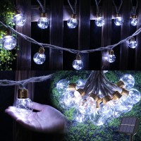 Solar String Lights Outdoor 20Ft Solar Patio Lights Vintage Rope Hemp Solar Powered Globe Light Waterproof With 8 Modes 16 Sha