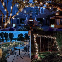 Solar String Lights Outdoor 20Ft Solar Patio Lights Vintage Rope Hemp Solar Powered Globe Light Waterproof With 8 Modes 16 Sha