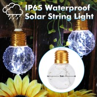 Solar String Lights Outdoor 20Ft Solar Patio Lights Vintage Rope Hemp Solar Powered Globe Light Waterproof With 8 Modes 16 Sha