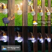 Solar String Lights Outdoor 20Ft Solar Patio Lights Vintage Rope Hemp Solar Powered Globe Light Waterproof With 8 Modes 16 Sha