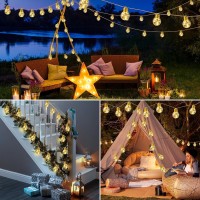 Solar String Lights Outdoor 20Ft Solar Patio Lights Vintage Rope Hemp Solar Powered Globe Lights Waterproof With 8 Modes 16 Sh