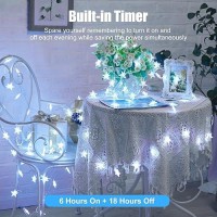 Minetom Star String Lights Battery Operated 17 Ft 50 Led Star Fairy String Lights With Timer Waterproof For Indoor Bedroom Te