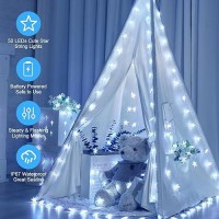 Minetom Star String Lights Battery Operated 17 Ft 50 Led Star Fairy String Lights With Timer Waterproof For Indoor Bedroom Te