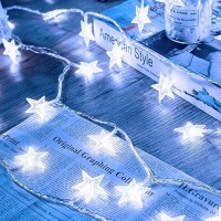 Minetom Star String Lights Battery Operated 17 Ft 50 Led Star Fairy String Lights With Timer Waterproof For Indoor Bedroom Te