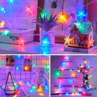 Minetom Star String Lights Battery Operated 17 Ft 50 Led Star Fairy String Lights With Timer Waterproof For Indoor Bedroom Te