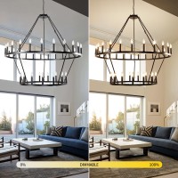 Wogon Weel Wagon Wheel Chandelier 2 Tier 40-Light 53-Inch, Farmhouse Industrial Chandelier Black Rustic Candle Pendant Light Extra Large For High Ceilings, Living Room Foyer