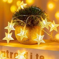 Minetom Star String Lights Battery Operated 17 Ft 50 Led Star Fairy String Lights With Timer Waterproof For Indoor Bedroom Te