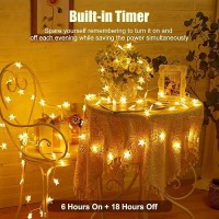 Minetom Star String Lights Battery Operated 17 Ft 50 Led Star Fairy String Lights With Timer Waterproof For Indoor Bedroom Te