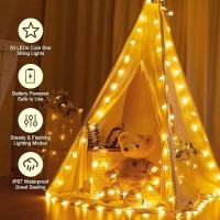 Minetom Star String Lights Battery Operated 17 Ft 50 Led Star Fairy String Lights With Timer Waterproof For Indoor Bedroom Te