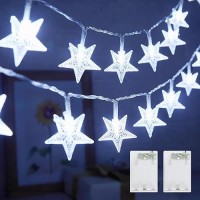 Minetom Star String Lights Battery Operated 2 Pack 17 Ft 50 Led Star Fairy String Lights With Timer Waterproof For Indoor Bed