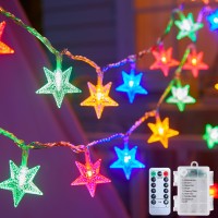 Brightown Star String Lights Battery Operated 17 Ft 50 Led Star Fairy String Lights With Remote And Timer 8 Modes Waterproof