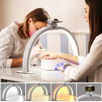 Evershop Half Moon Light For Nail Desk With Phone Holder Portable Led Ring Light For Video Recording With Overhead Phone Mount N