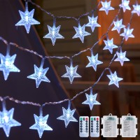 Brightown Star String Lights Battery Operated 2 Pack 17 Ft 50 Led Star Fairy String Lights With Remote And Timer 8 Modes Wate