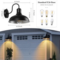 Elilygia 2-Pack Dusk To Dawn Outdoor Wall Sconces, Gooseneck Barn Light Farmhouse Exterior Wall Mount Light Vintage Outside Lighting Fixture For House, Patio, Outside, Garage, Doorway(Sliver)