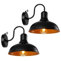 Elilygia 2-Pack Dusk To Dawn Outdoor Wall Sconces, Gooseneck Barn Light Farmhouse Exterior Wall Mount Light Vintage Outside Lighting Fixture For House, Patio, Outside, Garage, Doorway(Black Gold)