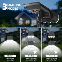 Barrina Solar Spot Lights Outdoor Motion Sensor - 3 Modes Solar Motion Lights Outdoor Waterproof, Outdoor Solar Spot Lights For Yard, Garden, Pathway, Bright White, 2-In-1 Wall/Ground Mounted, 4-Pack