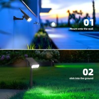 Barrina Solar Spot Lights Outdoor Motion Sensor - 3 Modes Solar Motion Lights Outdoor Waterproof, Outdoor Solar Spot Lights For Yard, Garden, Pathway, Bright White, 2-In-1 Wall/Ground Mounted, 4-Pack