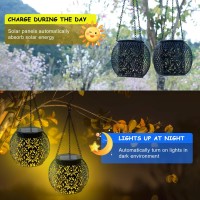 Mizmakp 2Pack Hanging Solar Lanterns Outdoor Waterproof Upgraded Solar Lights Garden Ip65 Waterproof Metal Solar Lanterns With