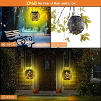 Mizmakp 2Pack Hanging Solar Lanterns Outdoor Waterproof Upgraded Solar Lights Garden Ip65 Waterproof Metal Solar Lanterns With