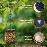 Mizmakp 2Pack Hanging Solar Lanterns Outdoor Waterproof Upgraded Solar Lights Garden Ip65 Waterproof Metal Solar Lanterns With